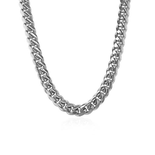 14k White Gold Classic Miami Cuban Solid Chain (5.00 mm) - Image 2