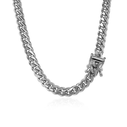 14k White Gold Classic Miami Cuban Solid Chain (5.00 mm) - Image 3