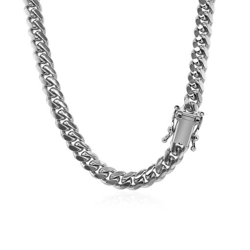 14k White Gold Classic Miami Cuban Solid Chain (5.00 mm) - Image 4