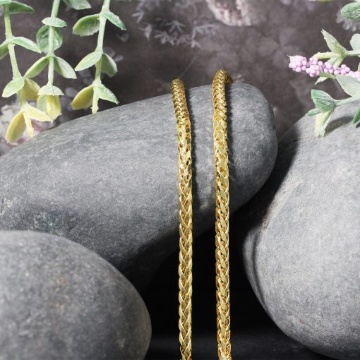 14k Yellow Gold Diamond Cut Round Franco Chain (3.20 mm) - Image 4