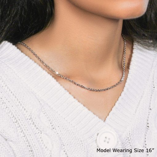 14k White Gold Diamond Cut Cable Link Chain (2.60 mm) - Image 2