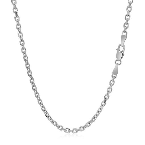 14k White Gold Diamond Cut Cable Link Chain (2.60 mm) - Image 4