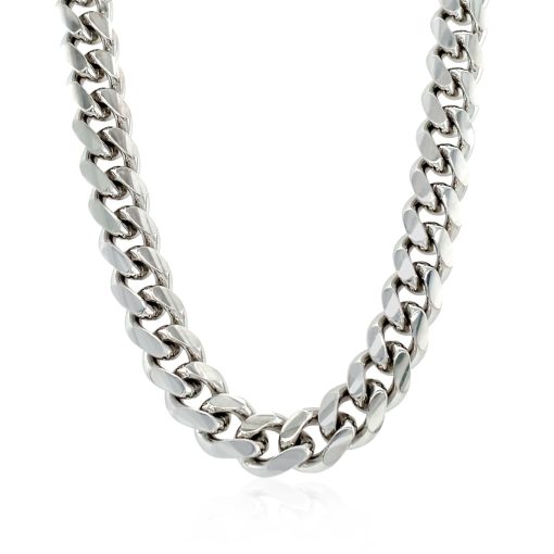 Sterling Silver Rhodium Plated Miami Cuban Chain (8.40 mm) - Image 2