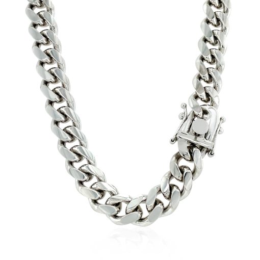 Sterling Silver Rhodium Plated Miami Cuban Chain (8.40 mm) - Image 3