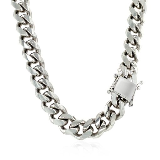 Sterling Silver Rhodium Plated Miami Cuban Chain (8.40 mm) - Image 4