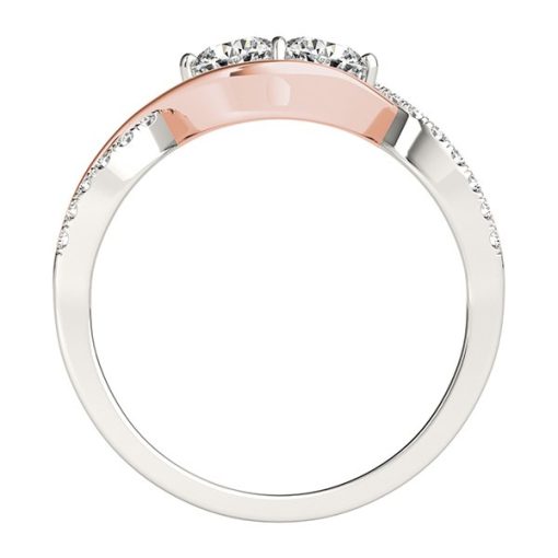 14k White And Rose Gold Infinity Style Two Stone Diamond Ring (5/8 cttw) - Image 2