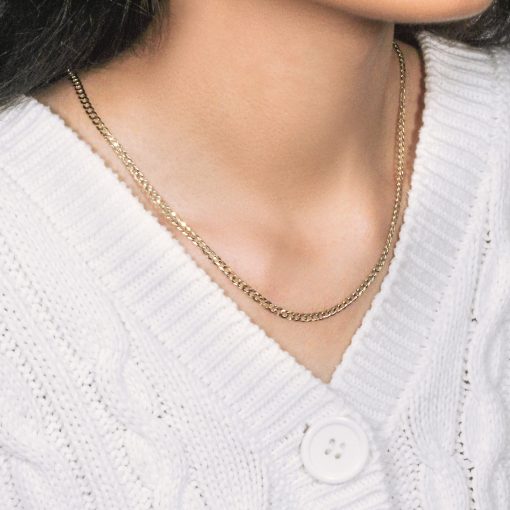 14k Yellow Gold Solid Curb Chain (3.20 mm) - Image 2