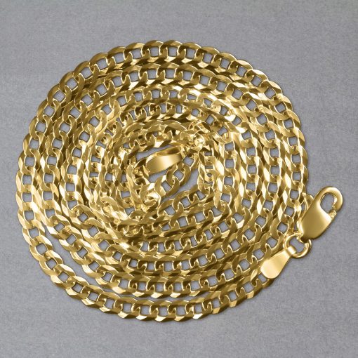 14k Yellow Gold Solid Curb Chain (3.20 mm) - Image 3