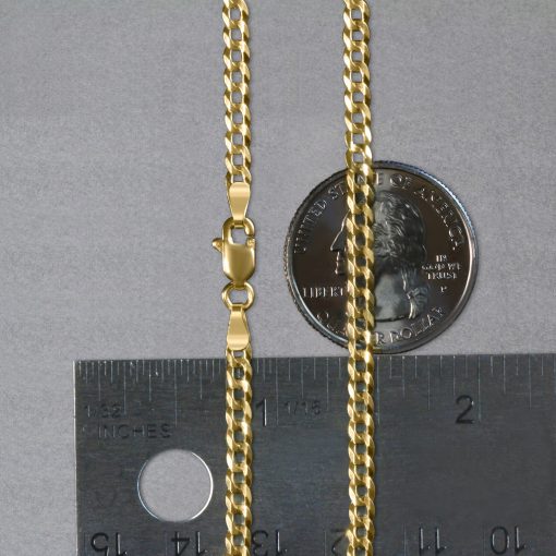 14k Yellow Gold Solid Curb Chain (3.20 mm) - Image 4