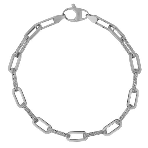 14k White Gold Diamante Paperclip Chain Bracelet (4.00 mm) - Image 2