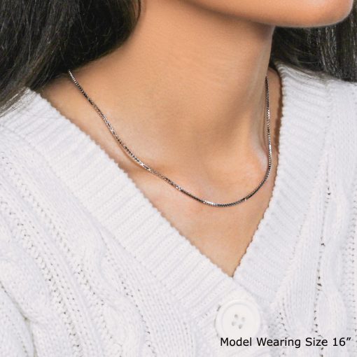 18k White Gold Classic Box Chain (1.40 mm) - Image 2