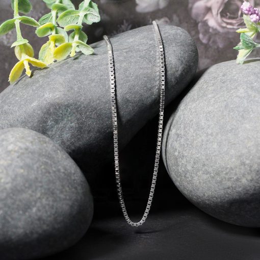 18k White Gold Classic Box Chain (1.40 mm) - Image 5