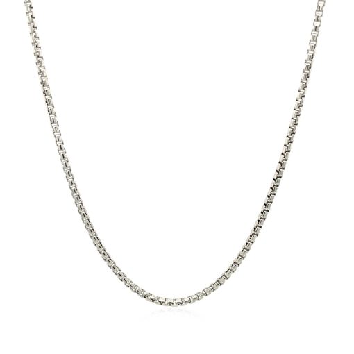Sterling Silver Rhodium Plated Round Box Chain (1.50 mm) - Image 2