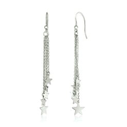 Sterling Silver Tassel Earrings with Polished Stars