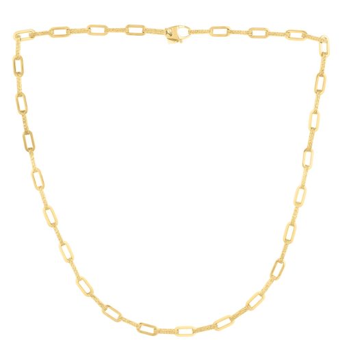 14k Yellow Gold Diamante Paperclip Chain Necklace (4.00 mm) - Image 2