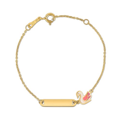 14k Yellow Gold Swan Childrens Bracelet (1.00 mm) - Image 2