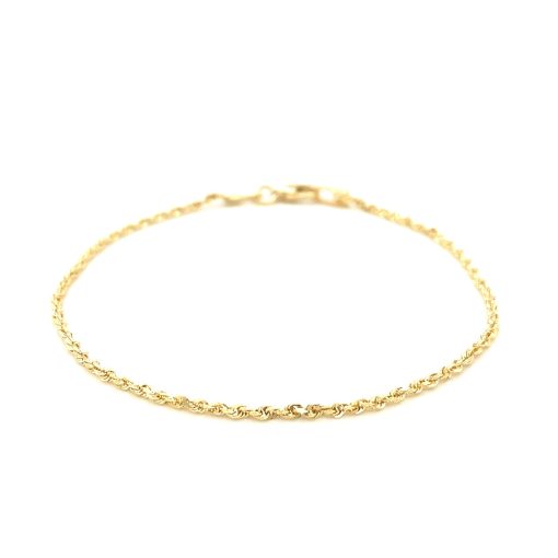 10k Yellow Gold Solid Diamond Cut Rope Bracelet (1.60 mm) - Image 2