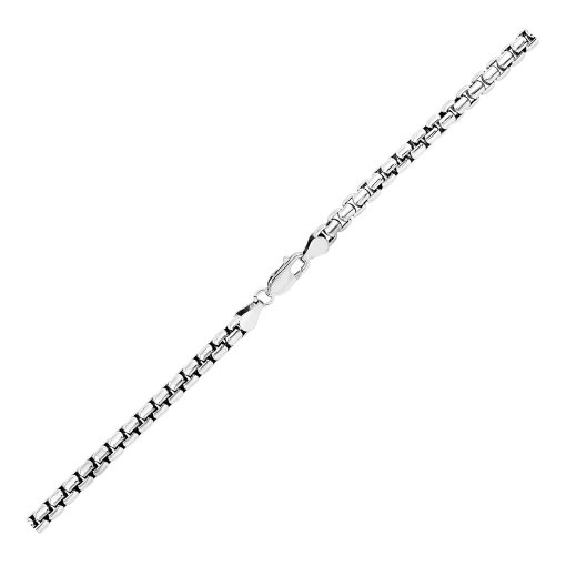 Sterling Silver Rhodium Plated Round Box Chain (4.40 mm) - Image 3