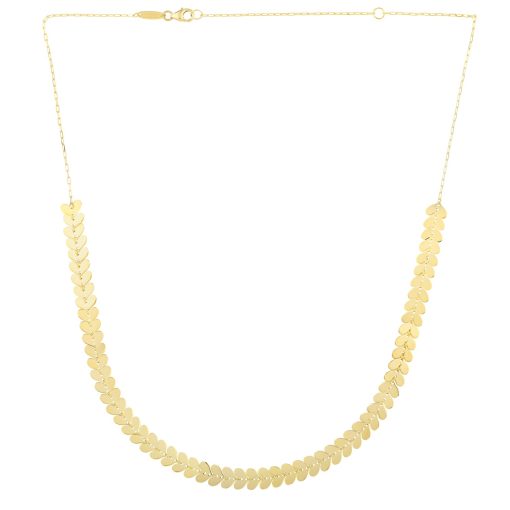 14k Yellow Gold Polished Heart Link Chain Necklace - Image 2
