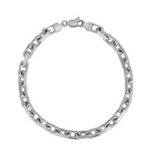 4.8mm 14k White Gold French Cable Chain Bracelet - Image 2