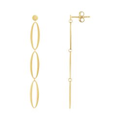 14K Yellow Gold Triple Oval Fancy Drop Earrings