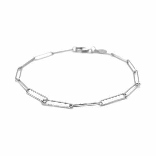14k White Gold Wire Paperclip Bracelet  (2.70 mm) - Image 2
