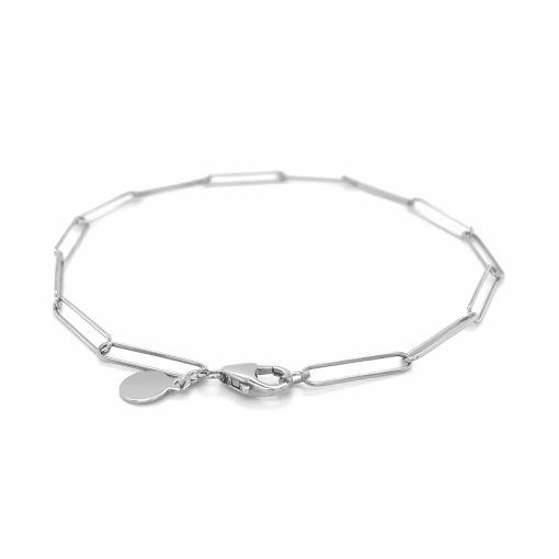 14k White Gold Wire Paperclip Bracelet  (2.70 mm) - Image 3