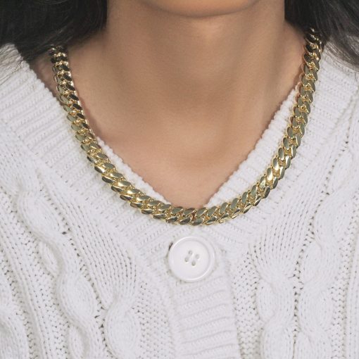 14k Yellow Gold Classic Miami Cuban Solid Chain (10.10 mm) - Image 3