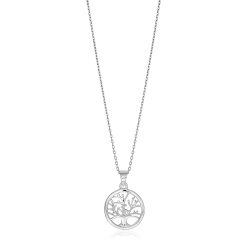 Sterling Silver inch Round Tree of Life Necklace