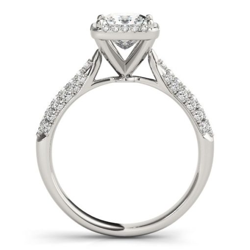 14k White Gold Halo Pave Band Diamond Engagement Ring (1 1/3 cttw) - Image 4
