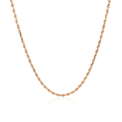 14k Rose Gold Solid Diamond Cut Rope Chain (1.60 mm) - Image 2