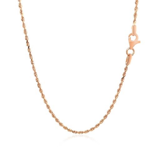 14k Rose Gold Solid Diamond Cut Rope Chain (1.60 mm) - Image 3