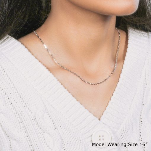 18k White Gold Diamond Cut Cable Link Chain (1.90 mm) - Image 2