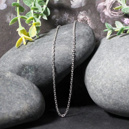 18k White Gold Diamond Cut Cable Link Chain (1.90 mm) - Image 5