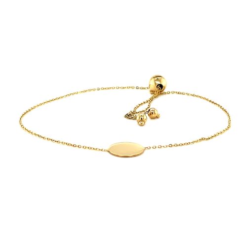 Adjustable Bracelet with Shiny Circle in 14k Yellow Gold - Image 2