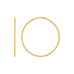 Textured Endless Hoop Earrings in 14k Yellow Gold(1.2x40mm)