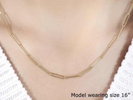 14k Yellow Gold Wire Paperclip Chain (2.70 mm) - Image 5