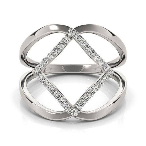 14k White Gold Interlaced Design Diamond Ring (1/5 cttw) - Image 2