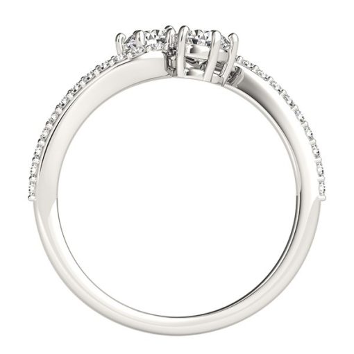 Curved Band Two Stone Diamond Ring in 14k White Gold (3/4 cttw) - Image 2
