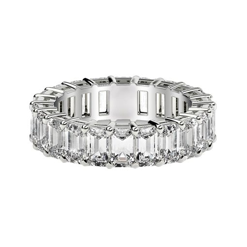 Emerald Cut Lab Grown Diamond Eternity Ring in 14k White Gold (3 cttw FG/VS2) - Image 2