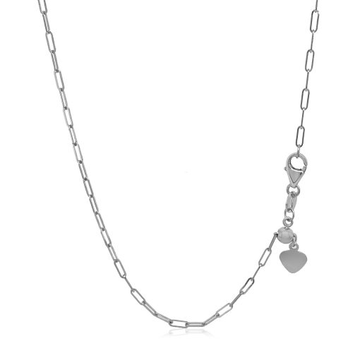 14k White Gold Adjustable Paperclip Chain (1.50 mm) - Image 2
