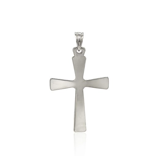 Sterling Silver Domed Rounded Cross Pendant - Image 2