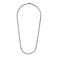 Sterling Silver Gunmetal Finish Round Box Chain Necklace