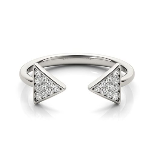 14k White Gold Diamond Arrowhead Open Ring (1/5 cttw) - Image 2