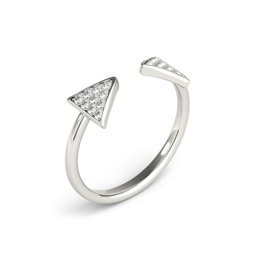 14k White Gold Diamond Arrowhead Open Ring (1/5 cttw) - Image 3
