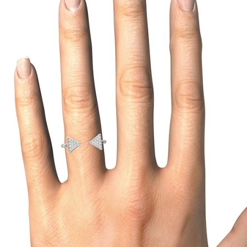 14k White Gold Diamond Arrowhead Open Ring (1/5 cttw) - Image 4