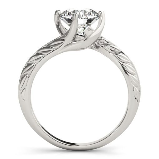 14k White Gold Bypass Round Solitaire Diamond Engagement Ring (1 cttw) - Image 2