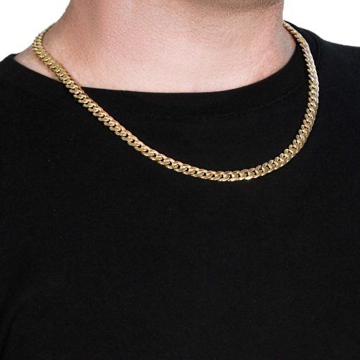 14k Yellow Gold Miami Cuban Semi Solid Chain (7.00 mm) - Image 4