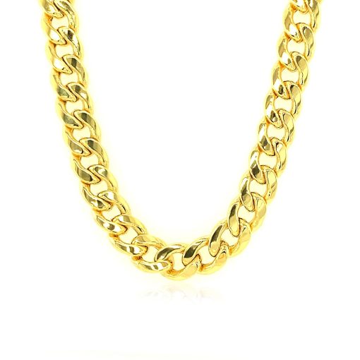 14k Yellow Gold Miami Cuban Semi Solid Chain (7.00 mm) - Image 5