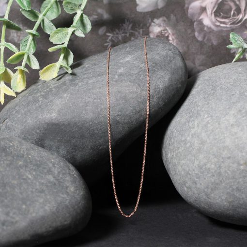 14k Rose Gold Diamond Cut Cable Link Chain (0.68 mm) - Image 4